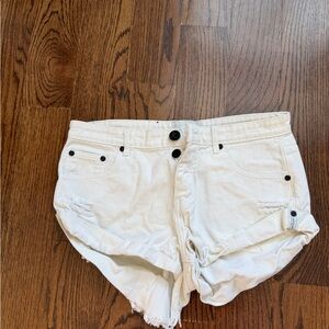 One Teaspoon Cream Denim Shorts